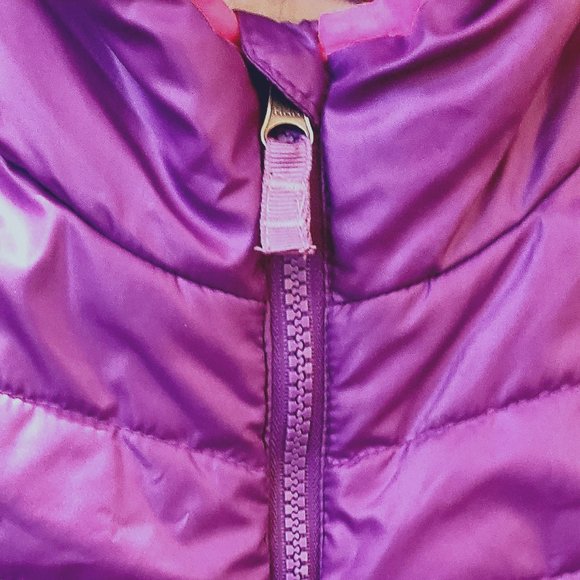 Children's Faded Glory 7-8 Puffy Coat/Jacket Purple Pink Hood & Zipper Pocket's. - Picture 10 of 14